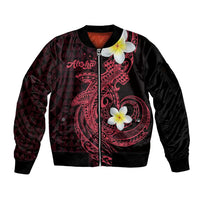 Aloha Hammerhead Shark Sleeve Zip Bomber Jacket Feverish Pink Hawaiian Kakau Tribal Tattoo LT9 Unisex Pink - Polynesian Pride