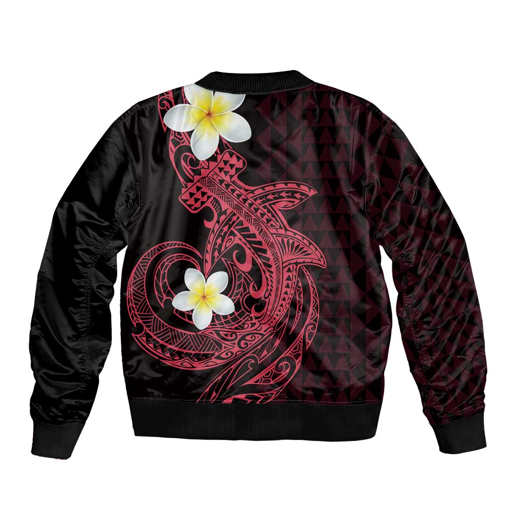 Aloha Hammerhead Shark Sleeve Zip Bomber Jacket Feverish Pink Hawaiian Kakau Tribal Tattoo LT9 - Polynesian Pride
