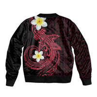Aloha Hammerhead Shark Sleeve Zip Bomber Jacket Feverish Pink Hawaiian Kakau Tribal Tattoo LT9 - Polynesian Pride