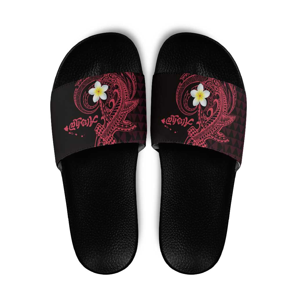 Aloha Hammerhead Shark Slide Sandals Feverish Pink Hawaiian Kakau Tribal Tattoo LT9 Pink - Polynesian Pride