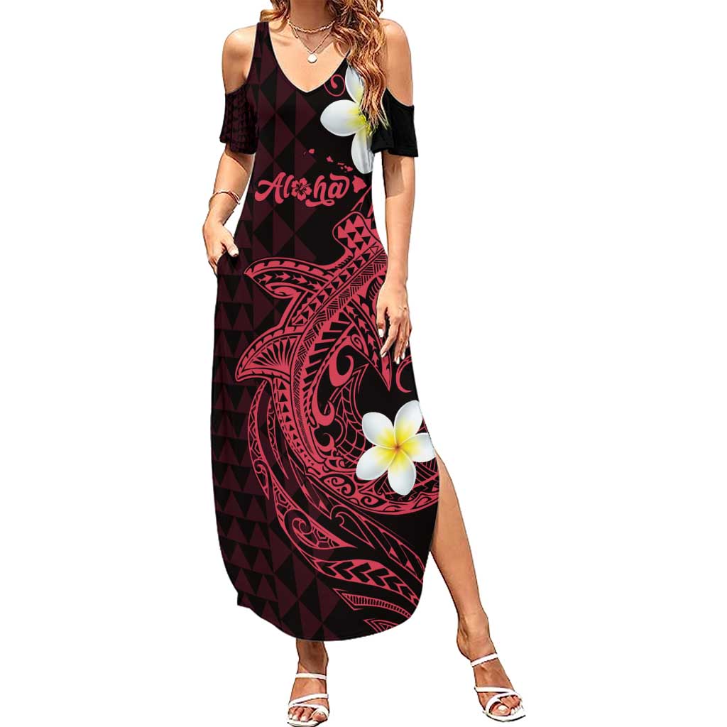 Aloha Hammerhead Shark Summer Maxi Dress Feverish Pink Hawaiian Kakau Tribal Tattoo LT9 Women Pink - Polynesian Pride