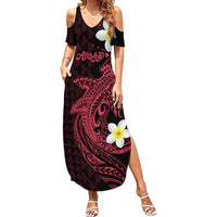 Aloha Hammerhead Shark Summer Maxi Dress Feverish Pink Hawaiian Kakau Tribal Tattoo LT9 Women Pink - Polynesian Pride