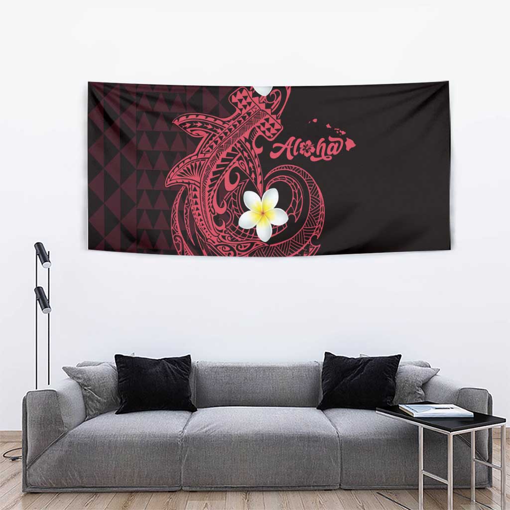 Aloha Hammerhead Shark Tapestry Feverish Pink Hawaiian Kakau Tribal Tattoo LT9 - Polynesian Pride