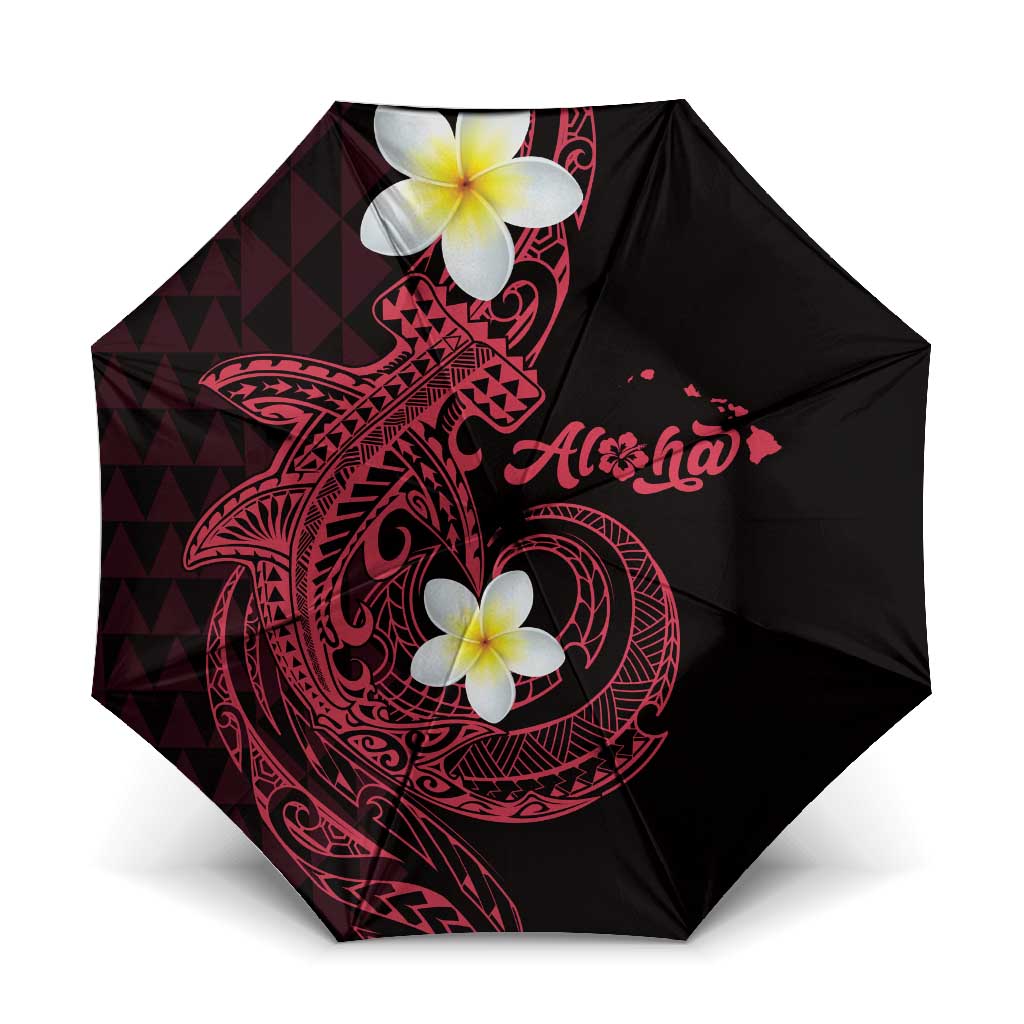 Aloha Hammerhead Shark Umbrella Feverish Pink Hawaiian Kakau Tribal Tattoo LT9 One Size Folded 11.42 inch Opened Diameter 37.4 inch Pink - Polynesian Pride