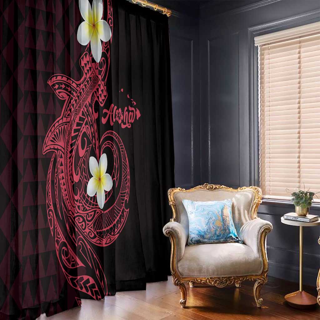 Aloha Hammerhead Shark Window Curtain Feverish Pink Hawaiian Kakau Tribal Tattoo LT9 - Polynesian Pride