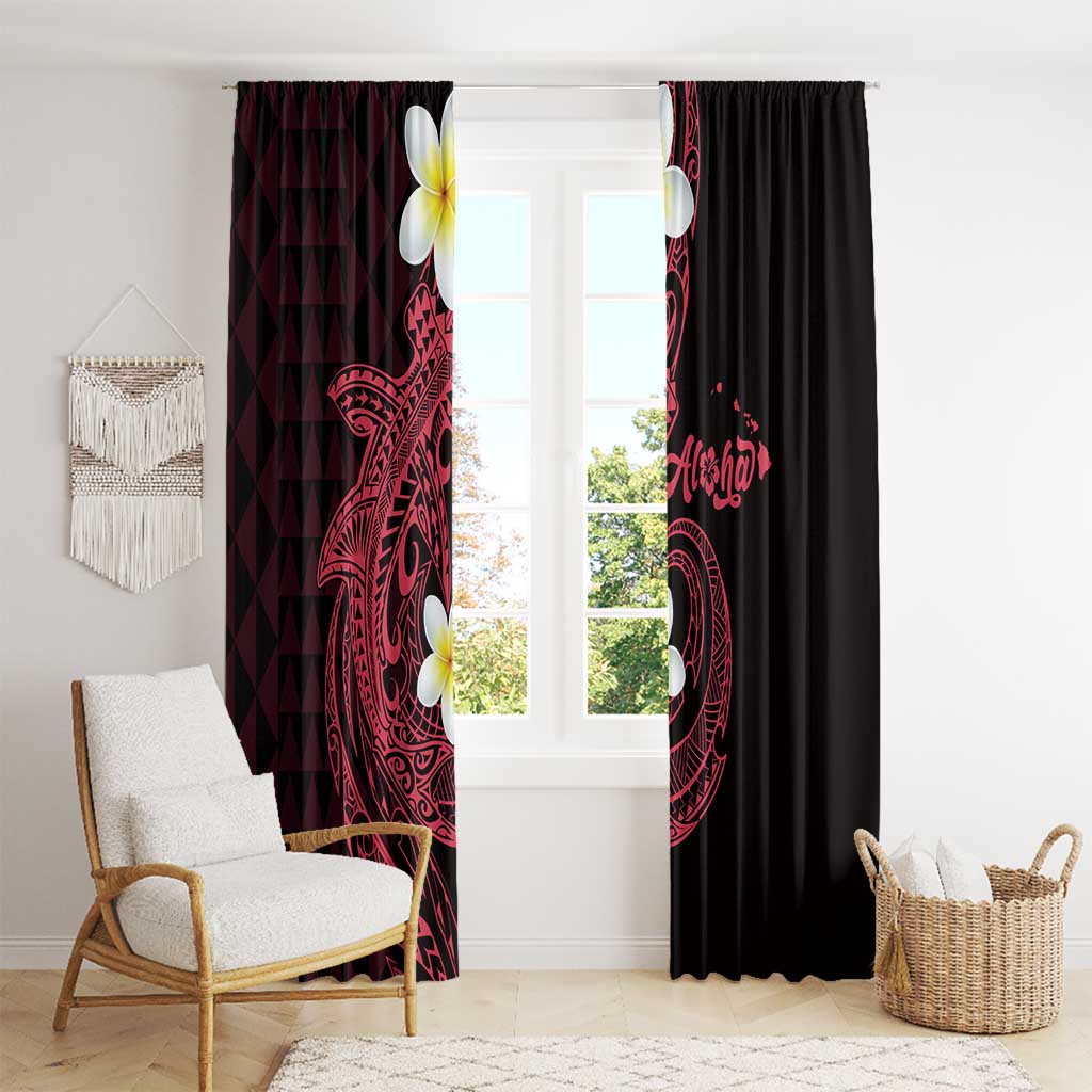 Aloha Hammerhead Shark Window Curtain Feverish Pink Hawaiian Kakau Tribal Tattoo LT9 - Polynesian Pride