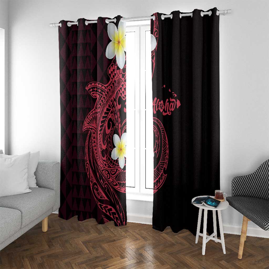 Aloha Hammerhead Shark Window Curtain Feverish Pink Hawaiian Kakau Tribal Tattoo LT9 With Grommets Pink - Polynesian Pride