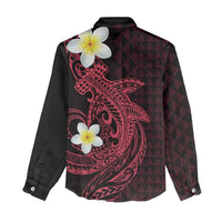 Aloha Hammerhead Shark Women Casual Shirt Feverish Pink Hawaiian Kakau Tribal Tattoo LT9 - Polynesian Pride