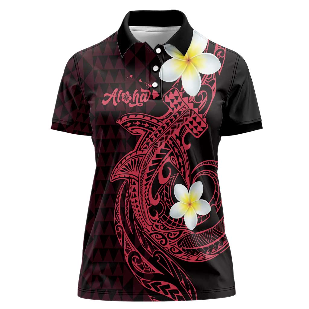 Aloha Hammerhead Shark Women Polo Shirt Feverish Pink Hawaiian Kakau Tribal Tattoo LT9 Female Pink - Polynesian Pride