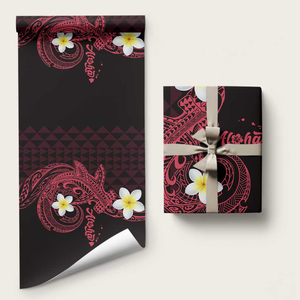 Aloha Hammerhead Shark Wrapping Paper Feverish Pink Hawaiian Kakau Tribal Tattoo LT9 58" × 23" Pink - Polynesian Pride