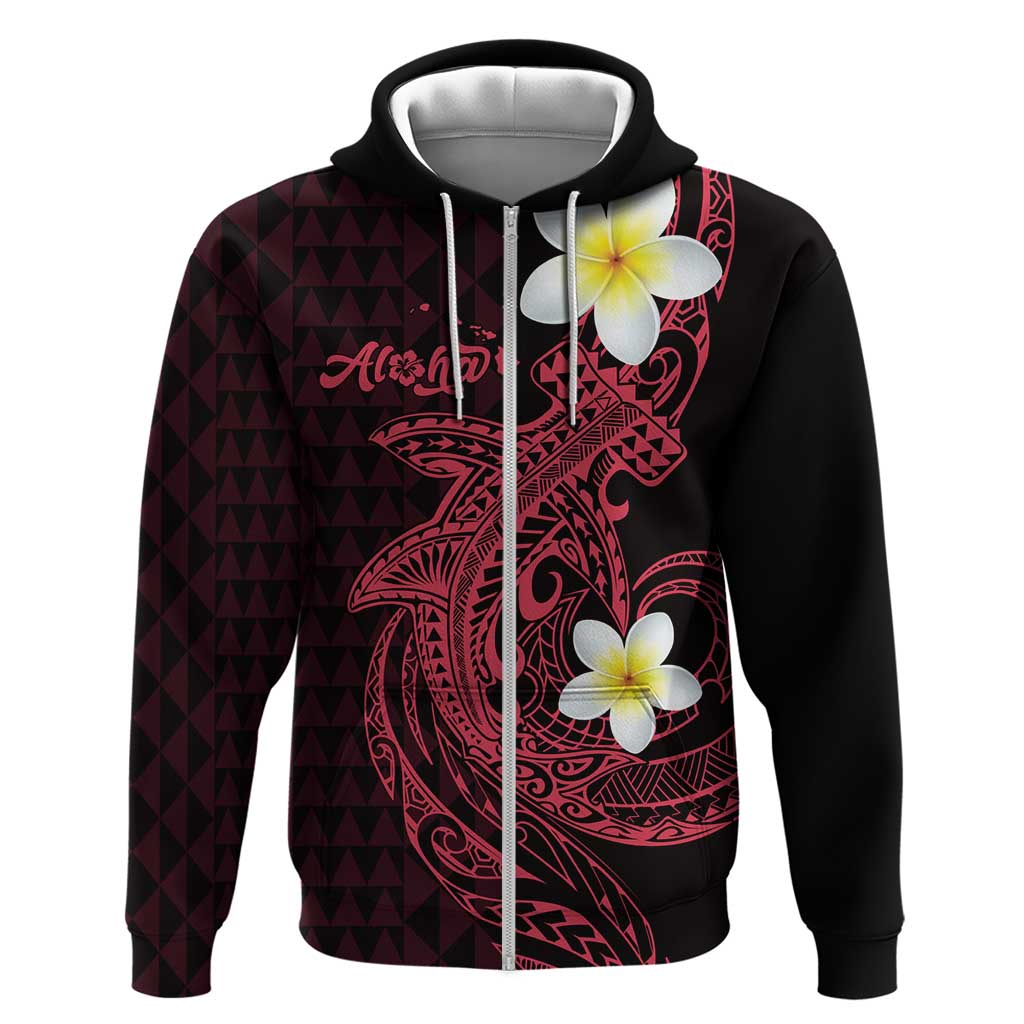 Aloha Hammerhead Shark Zip Hoodie Feverish Pink Hawaiian Kakau Tribal Tattoo LT9 Zip Hoodie Pink - Polynesian Pride