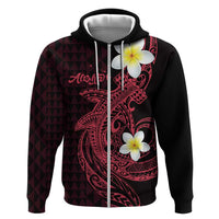 Aloha Hammerhead Shark Zip Hoodie Feverish Pink Hawaiian Kakau Tribal Tattoo LT9 Zip Hoodie Pink - Polynesian Pride