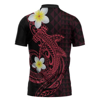 Aloha Hammerhead Shark Zipper Polo Shirt Feverish Pink Hawaiian Kakau Tribal Tattoo LT9 - Polynesian Pride