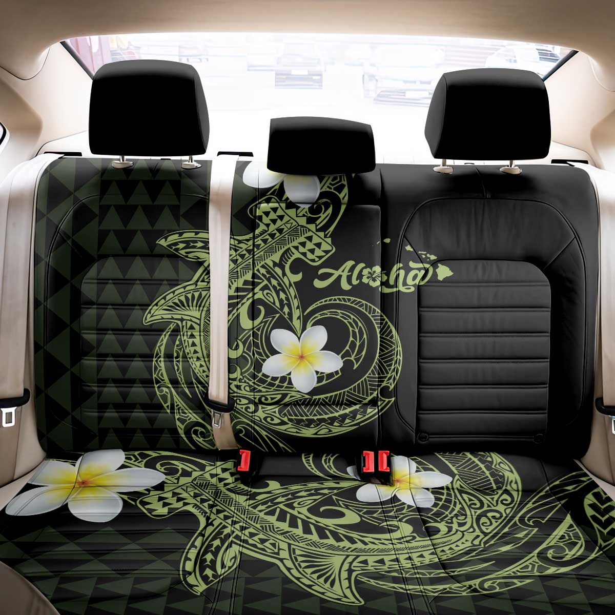 Aloha Hammerhead Shark Back Car Seat Cover Lime Rickey Hawaiian Kakau Tribal Tattoo LT9 - Polynesian Pride