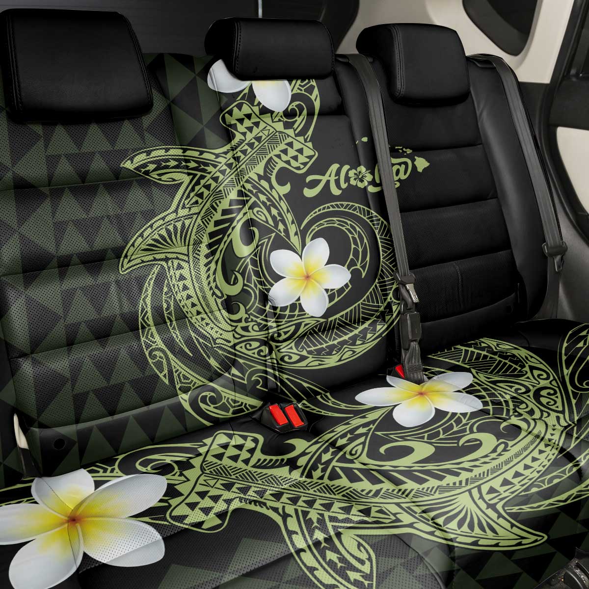 Aloha Hammerhead Shark Back Car Seat Cover Lime Rickey Hawaiian Kakau Tribal Tattoo LT9 - Polynesian Pride