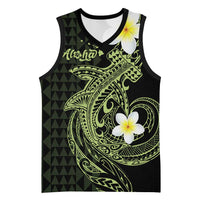 Aloha Hammerhead Shark Basketball Jersey Lime Rickey Hawaiian Kakau Tribal Tattoo LT9 Unisex Lime - Polynesian Pride