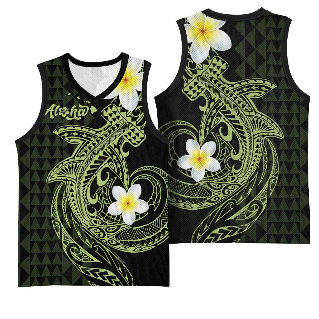 Aloha Hammerhead Shark Basketball Jersey Lime Rickey Hawaiian Kakau Tribal Tattoo LT9 - Polynesian Pride