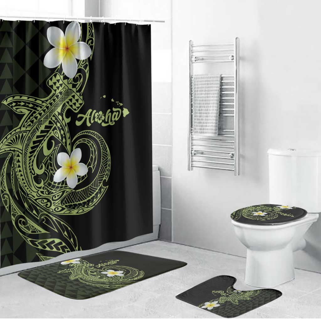 Aloha Hammerhead Shark Bathroom Set Lime Rickey Hawaiian Kakau Tribal Tattoo LT9 Bathroom Set (4 pcs) Lime - Polynesian Pride