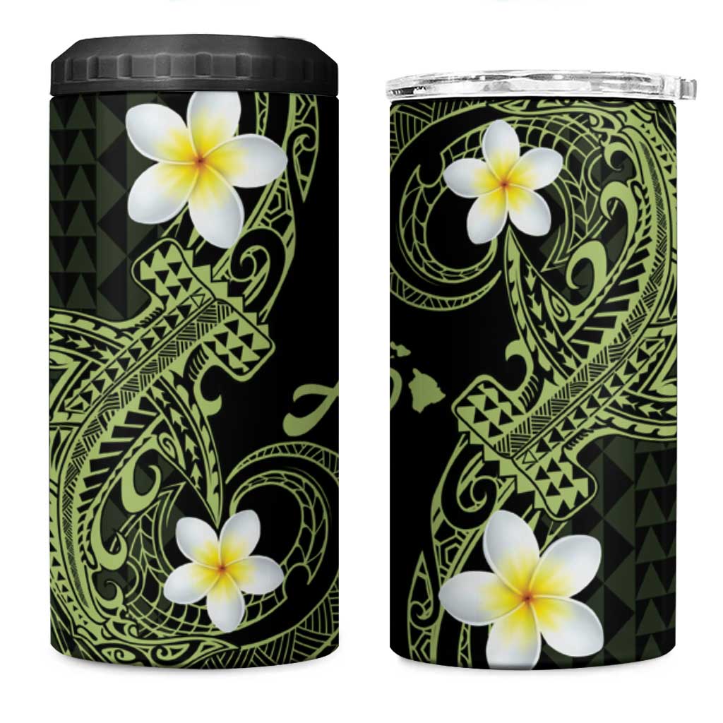 Aloha Hammerhead Shark 4 in 1 Can Cooler Tumbler Lime Rickey Hawaiian Kakau Tribal Tattoo LT9 One Size: 16 oz Lime - Polynesian Pride