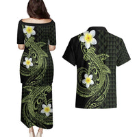 Aloha Hammerhead Shark Couples Matching Puletasi and Hawaiian Shirt Lime Rickey Hawaiian Kakau Tribal Tattoo LT9 - Polynesian Pride