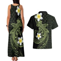 Aloha Hammerhead Shark Couples Matching Tank Maxi Dress and Hawaiian Shirt Lime Rickey Hawaiian Kakau Tribal Tattoo LT9 - Polynesian Pride