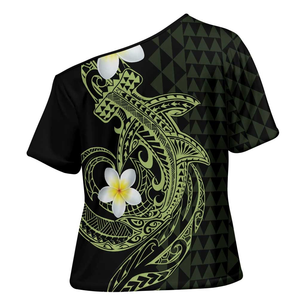 Aloha Hammerhead Shark Cross Shoulder Shirt Lime Rickey Hawaiian Kakau Tribal Tattoo LT9 - Polynesian Pride