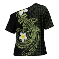 Aloha Hammerhead Shark Cross Shoulder Shirt Lime Rickey Hawaiian Kakau Tribal Tattoo LT9 - Polynesian Pride