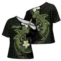 Aloha Hammerhead Shark Cross Shoulder Shirt Lime Rickey Hawaiian Kakau Tribal Tattoo LT9 - Polynesian Pride