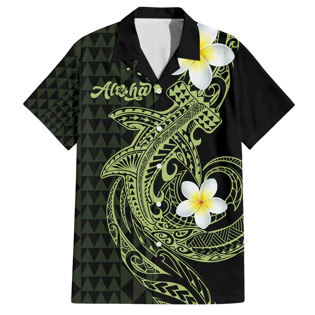Aloha Hammerhead Shark Family Matching Long Sleeve Bodycon Dress and Hawaiian Shirt Lime Rickey Hawaiian Kakau Tribal Tattoo LT9 Dad's Shirt - Short Sleeve Lime - Polynesian Pride