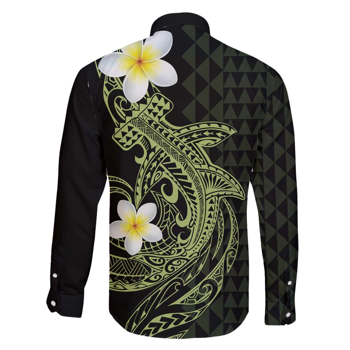 Aloha Hammerhead Shark Family Matching Off The Shoulder Long Sleeve Dress and Hawaiian Shirt Lime Rickey Hawaiian Kakau Tribal Tattoo LT9 - Polynesian Pride