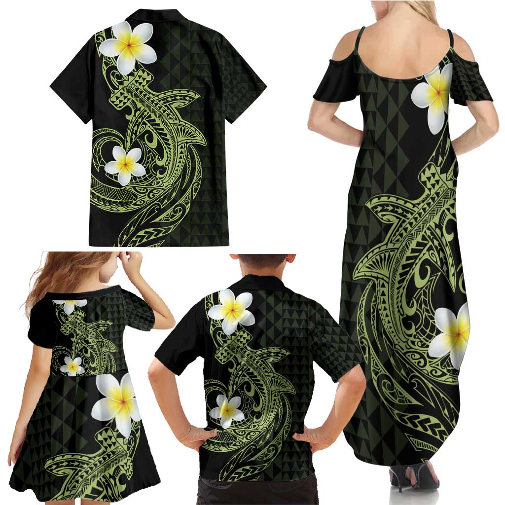 Aloha Hammerhead Shark Family Matching Summer Maxi Dress and Hawaiian Shirt Lime Rickey Hawaiian Kakau Tribal Tattoo LT9 - Polynesian Pride