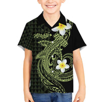 Aloha Hammerhead Shark Family Matching Summer Maxi Dress and Hawaiian Shirt Lime Rickey Hawaiian Kakau Tribal Tattoo LT9 Son's Shirt Lime - Polynesian Pride