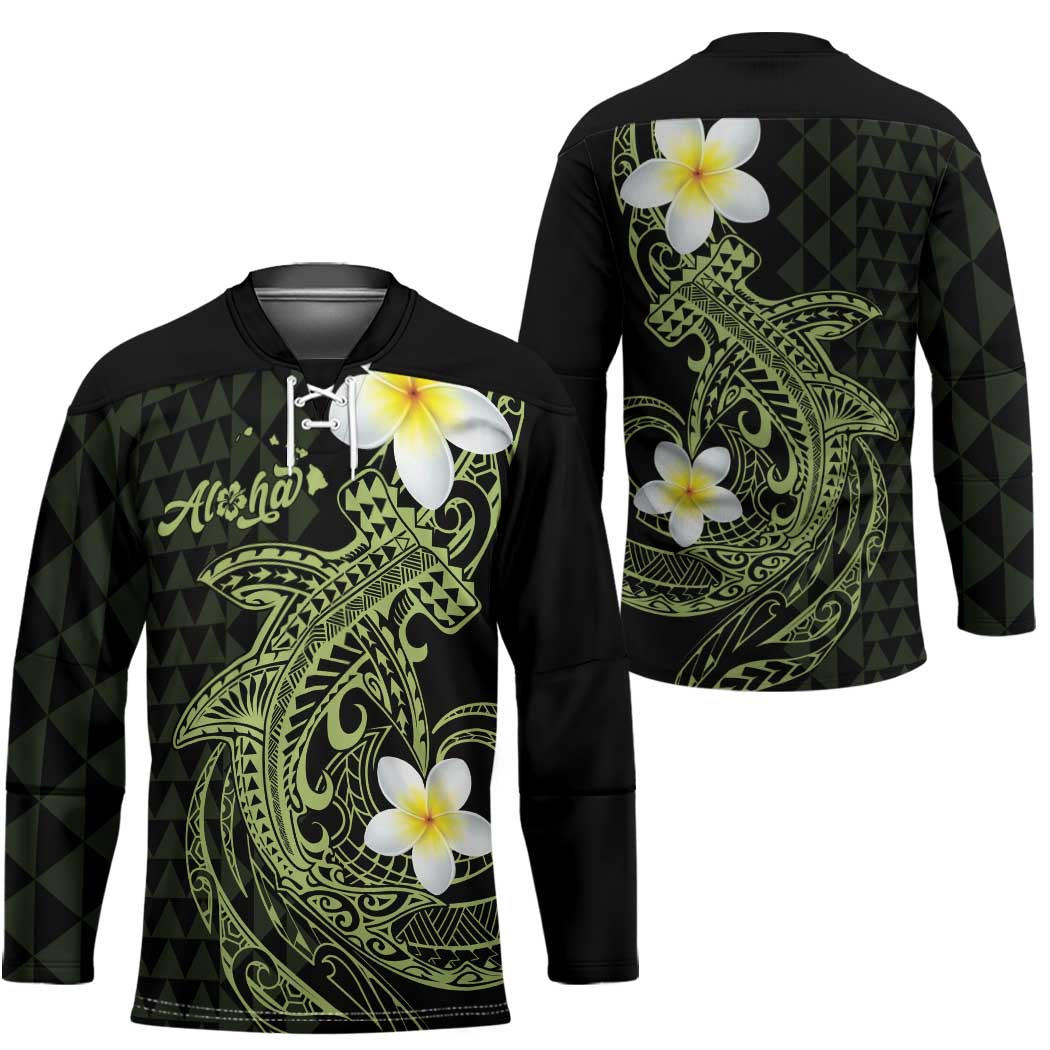 Aloha Hammerhead Shark Hockey Jersey Lime Rickey Hawaiian Kakau Tribal Tattoo LT9 - Polynesian Pride