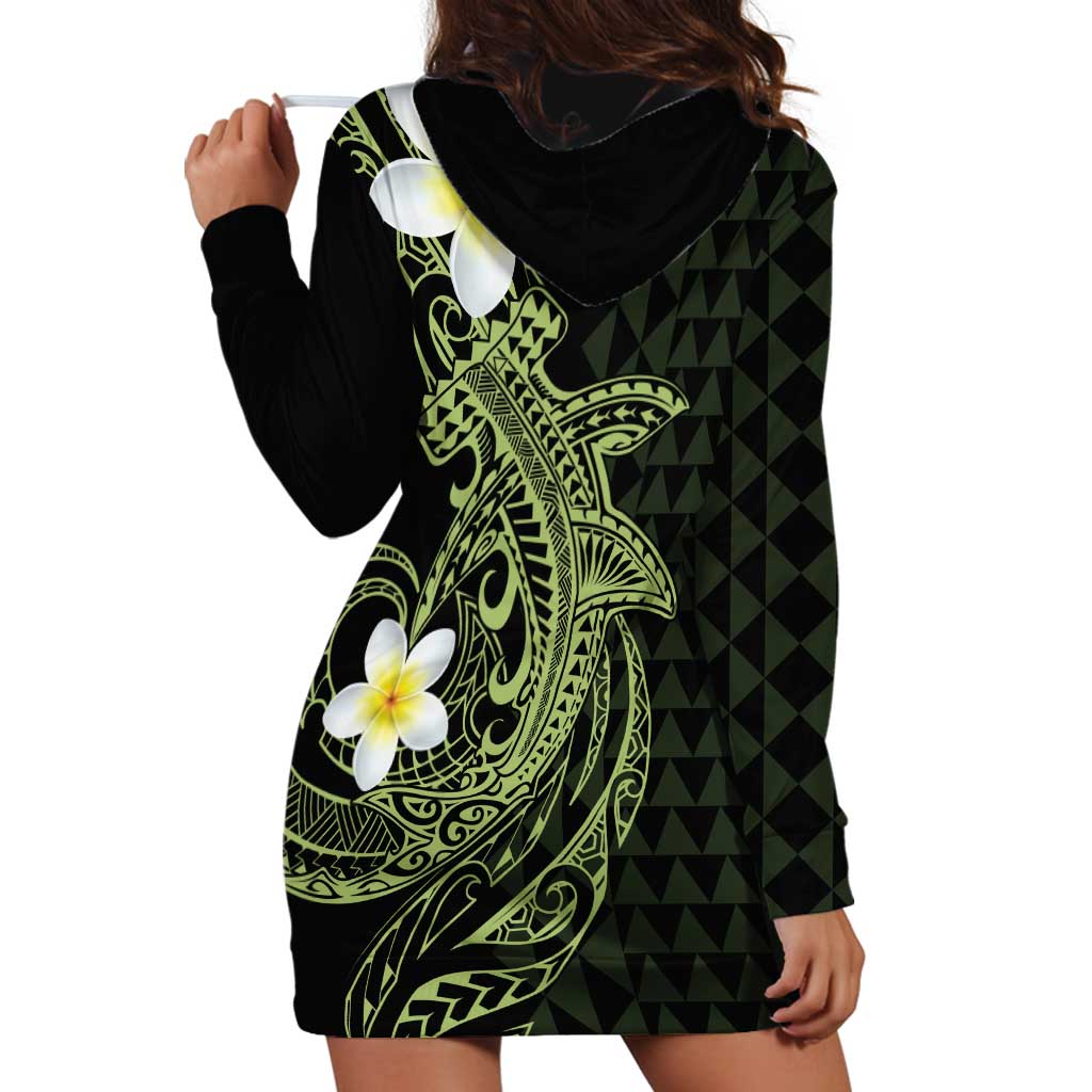 Aloha Hammerhead Shark Hoodie Dress Lime Rickey Hawaiian Kakau Tribal Tattoo LT9 - Polynesian Pride