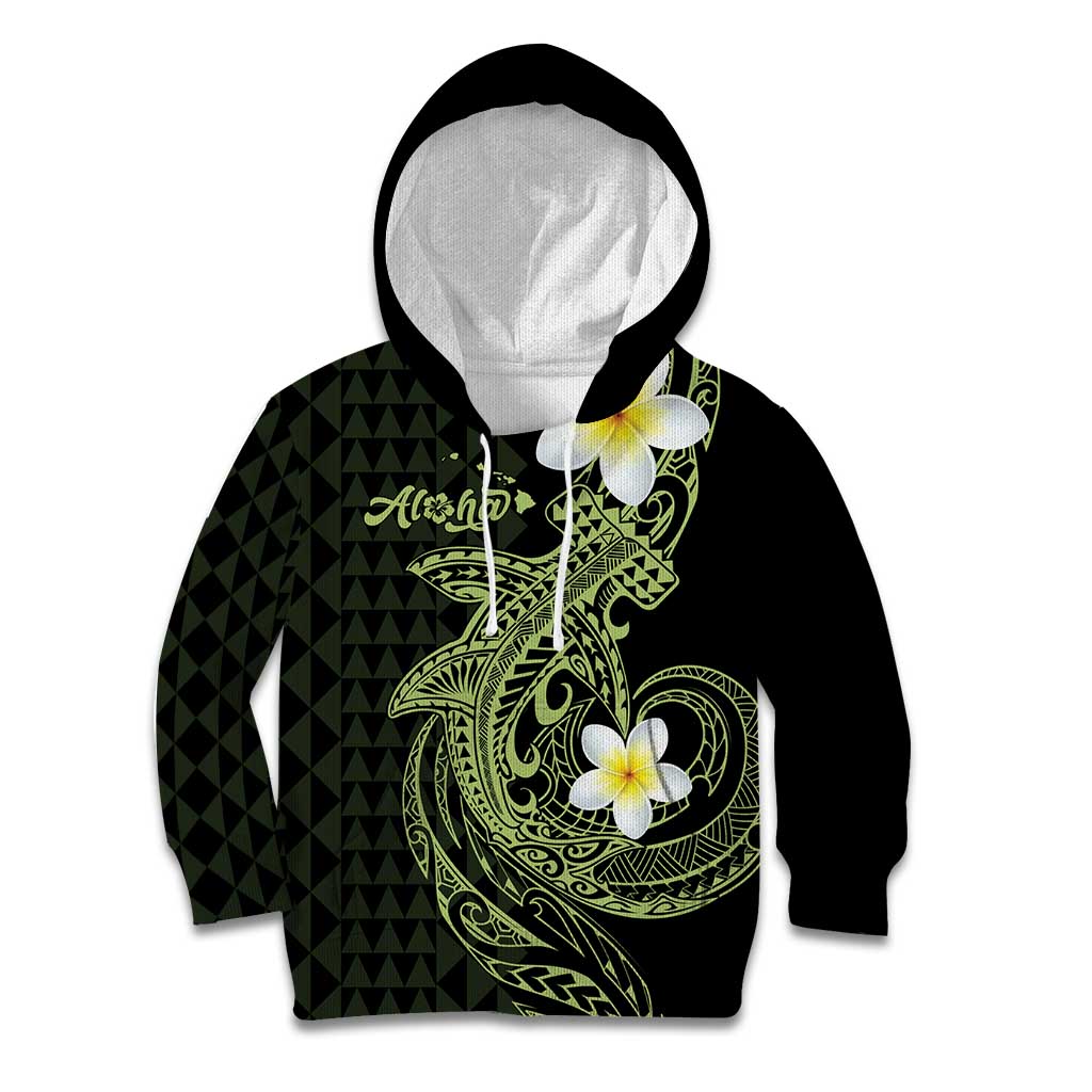 Aloha Hammerhead Shark Kid Hoodie Lime Rickey Hawaiian Kakau Tribal Tattoo LT9 Hoodie Lime - Polynesian Pride