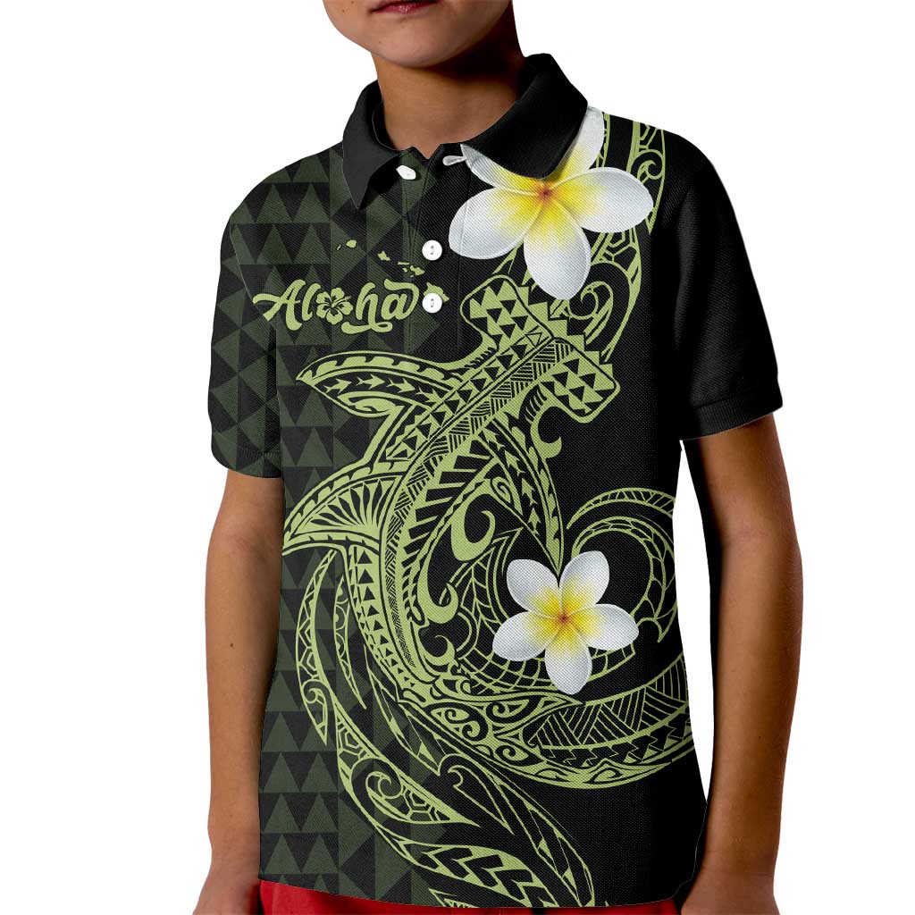 Aloha Hammerhead Shark Kid Polo Shirt Lime Rickey Hawaiian Kakau Tribal Tattoo LT9 Kid Lime - Polynesian Pride