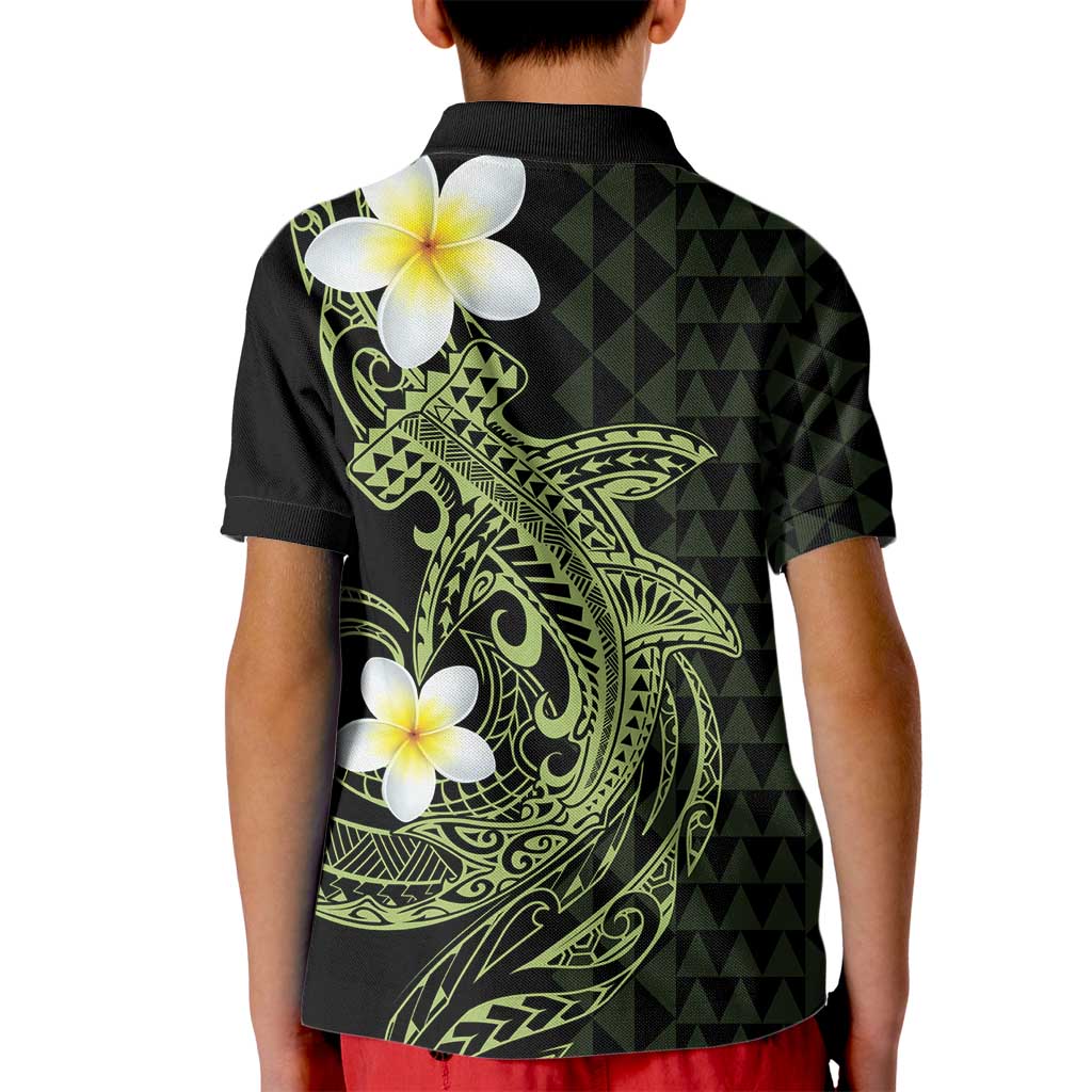 Aloha Hammerhead Shark Kid Polo Shirt Lime Rickey Hawaiian Kakau Tribal Tattoo LT9 - Polynesian Pride