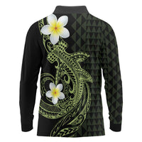 Aloha Hammerhead Shark Long Sleeve Polo Shirt Lime Rickey Hawaiian Kakau Tribal Tattoo LT9 - Polynesian Pride