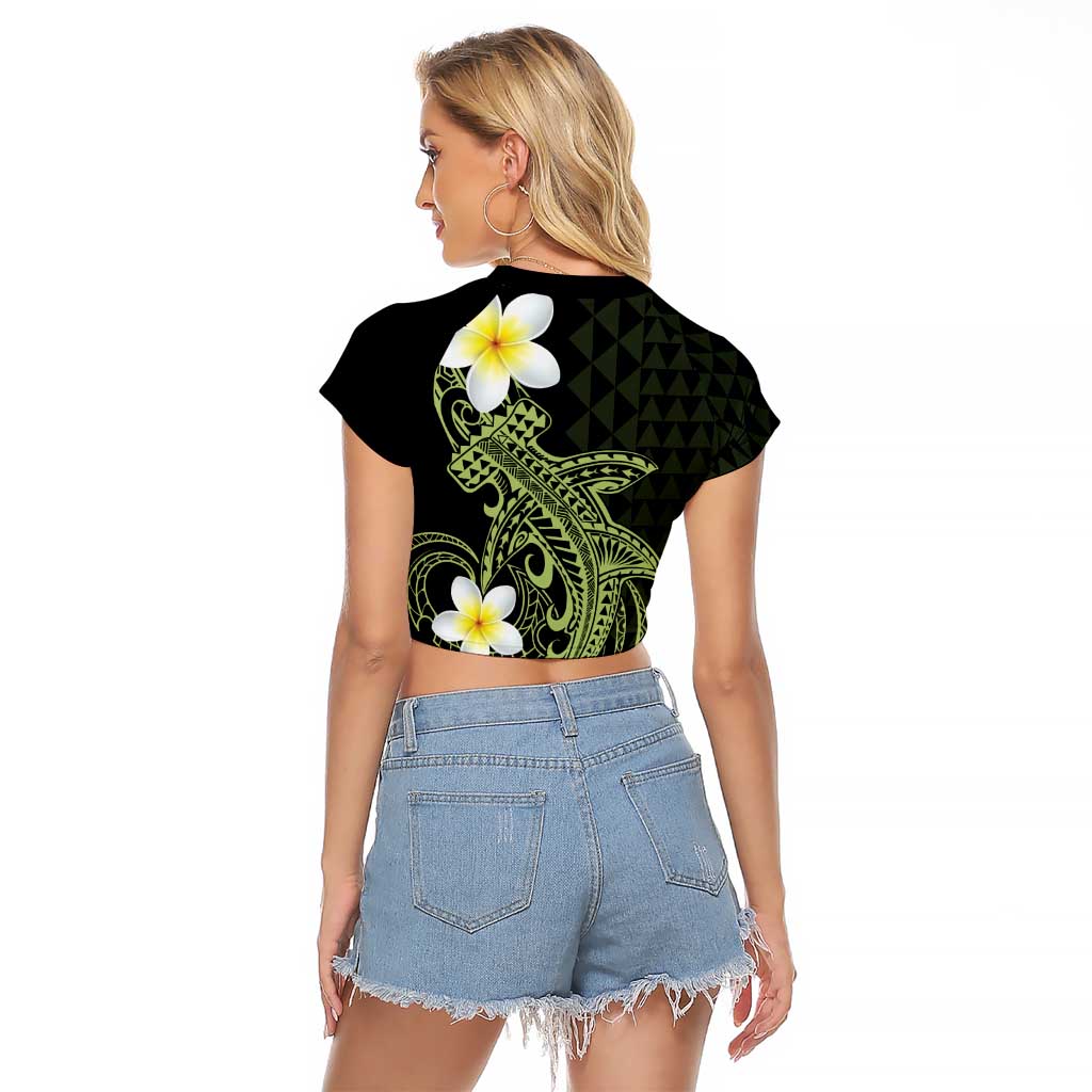 Aloha Hammerhead Shark Raglan Cropped T Shirt Lime Rickey Hawaiian Kakau Tribal Tattoo LT9 - Polynesian Pride