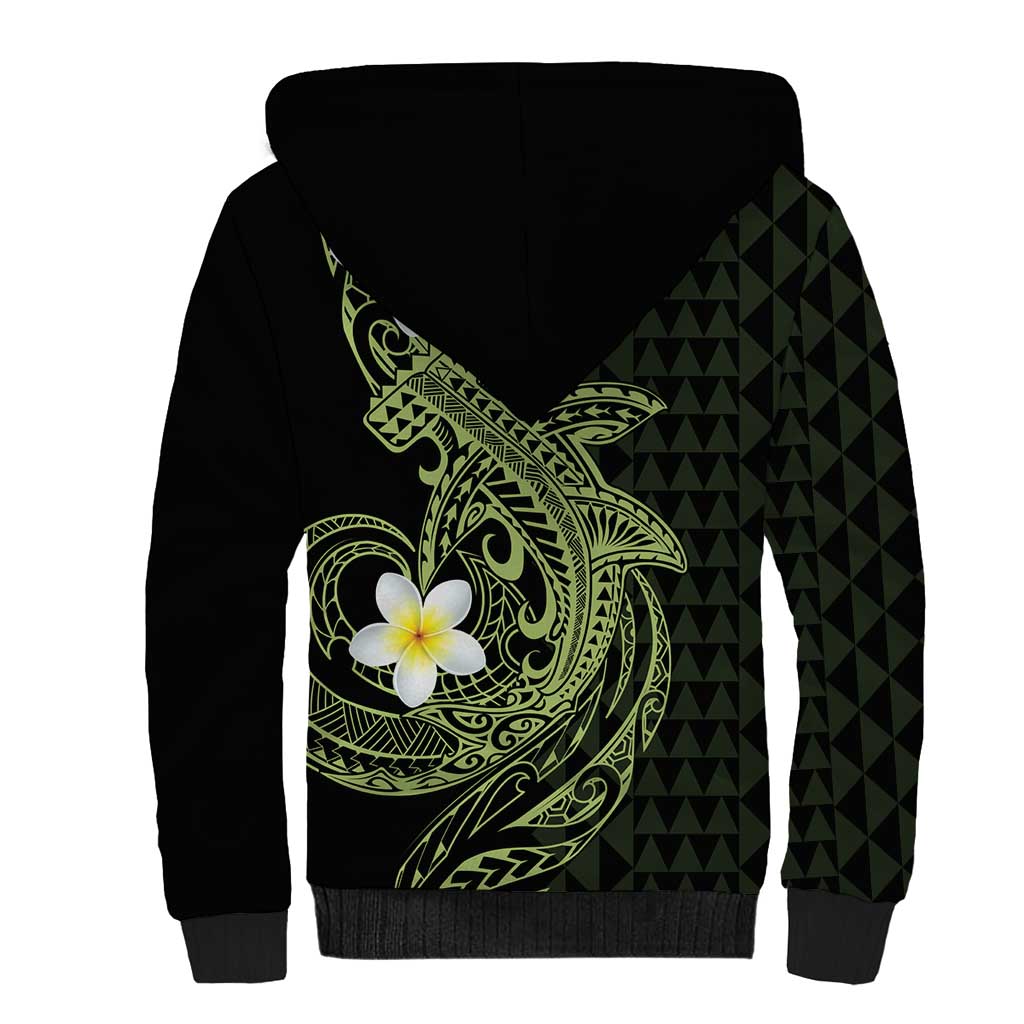 Aloha Hammerhead Shark Sherpa Hoodie Lime Rickey Hawaiian Kakau Tribal Tattoo LT9 - Polynesian Pride