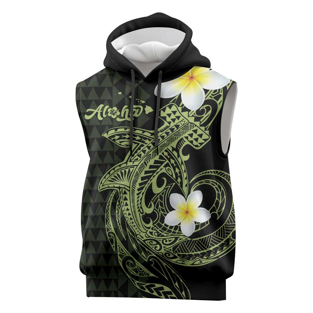 Aloha Hammerhead Shark Sleeveless Hoodie Lime Rickey Hawaiian Kakau Tribal Tattoo LT9 Lime - Polynesian Pride