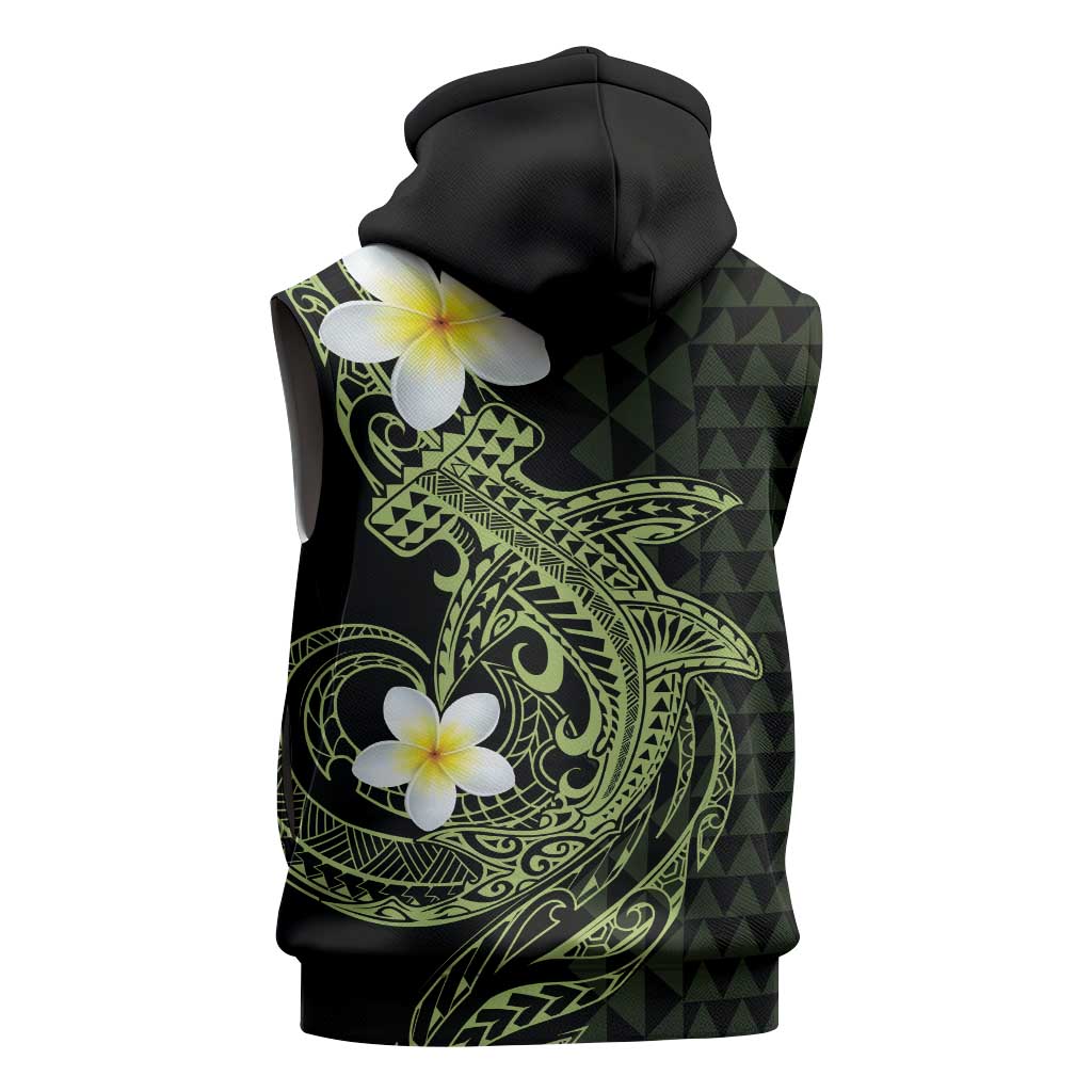 Aloha Hammerhead Shark Sleeveless Hoodie Lime Rickey Hawaiian Kakau Tribal Tattoo LT9 - Polynesian Pride