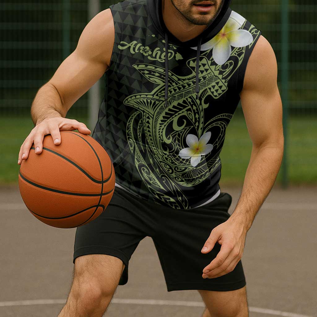 Aloha Hammerhead Shark Sleeveless Hoodie Lime Rickey Hawaiian Kakau Tribal Tattoo LT9 - Polynesian Pride