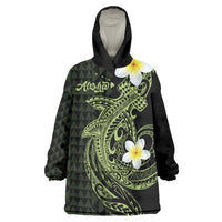 Aloha Hammerhead Shark Wearable Blanket Hoodie Lime Rickey Hawaiian Kakau Tribal Tattoo LT9 One Size Lime - Polynesian Pride