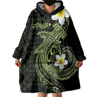 Aloha Hammerhead Shark Wearable Blanket Hoodie Lime Rickey Hawaiian Kakau Tribal Tattoo LT9 - Polynesian Pride