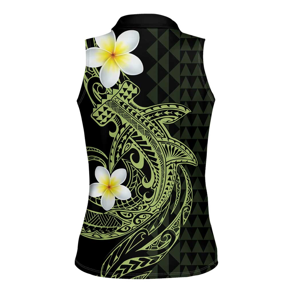 Aloha Hammerhead Shark Women Sleeveless Polo Shirt Lime Rickey Hawaiian Kakau Tribal Tattoo LT9 - Polynesian Pride