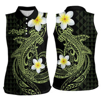 Aloha Hammerhead Shark Women Sleeveless Polo Shirt Lime Rickey Hawaiian Kakau Tribal Tattoo LT9 - Polynesian Pride