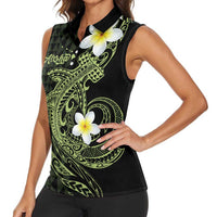 Aloha Hammerhead Shark Women Sleeveless Polo Shirt Lime Rickey Hawaiian Kakau Tribal Tattoo LT9 - Polynesian Pride