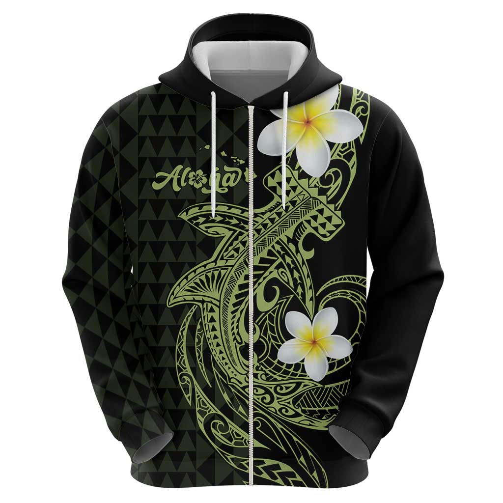 Aloha Hammerhead Shark Zip Hoodie Lime Rickey Hawaiian Kakau Tribal Tattoo LT9 - Polynesian Pride