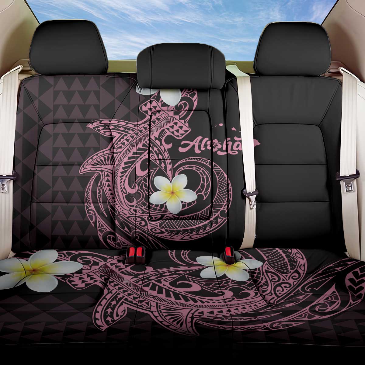 Aloha Hammerhead Shark Back Car Seat Cover Vivacious Pink Hawaiian Kakau Tribal Tattoo LT9 One Size Pink - Polynesian Pride
